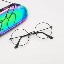 패션 안경테 알없는 심플 얇은 금속 원형 블랙 검정