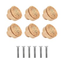 자개농 원목 고가구 6Pcs 30 35 40 45mm 등나무 드레서 손잡이 라운드 나무 서랍 위커 짠 나사 가구, 01 Rattan 6pcs