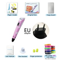 3d펜 MYRIWELL3D 펜 DIY 3D 펜 드로잉펜 3D 프린팅 ABS 필라멘트 175mm 용크리스마스생일선물, Pink EU-100m ABS, CHINA