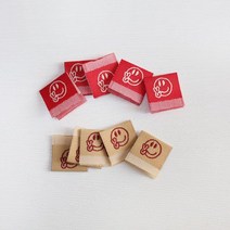 [아씨원단] 5개-끼움라벨) 브이스마일(2컬러) - 직조라벨 Z2, 레드