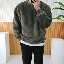 로니제이 남자 겨울 오버핏 뽀글이 뽀글 기모 양면 양털 맨투맨 티셔츠