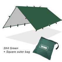 초경량 정원용 캐노피 방수포 4x4m 4x3m 3x3m 튼튼한 천막 텐트 그늘막 차양 야외 캠핑 관광 해변 선 쉼터, [05] 3 4 green