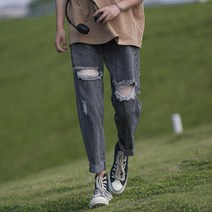 9부바지 810A K0801 앞뒤 대미지 퍼트리밍 데님 P58 제한함 75 4996030554