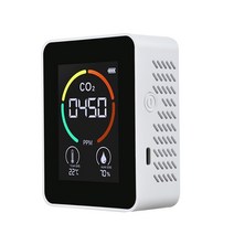 공기질측정기 미세먼지 산소농도 가스누출 3 in 1 공기 품질 모니터 co2 이산화탄소 감지기 온실 창고 공기 품질 온도 습도 모니터 측정, 하얀