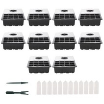 모종화분소형 모종포트 온실 씨앗 스타터 키트 보육 냄비 식물 레이블 마커 원예 도구 12 셀 모종 트레이 정원 홈 10 개, [02] 10Pcs Black