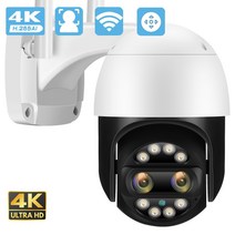 CCTV 방범 보안 감시 IP 카메라 현관 문 스마트폰 가정용 매장 무선 초소형 펫 씨씨티비 8mp ptz wifi 듀얼 렌즈 야간 인간 감지 8x 디지털 줌 cctv 비디오, 8mp 카메라 카드 없음, 나는 플러그