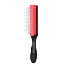 미용실 두피 열 스케일링 각질 케어 9 행 스타일링 헤어 브러시 스트레이트 곱슬 머리 detangling 빗 마사지 여성용 분리형 헤어 브러시 남성 홈 이발소, S