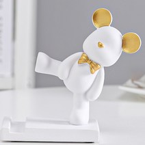 꿀템마켓 곰돌이 휴대폰 태블릿 거치대, 킥-화이트