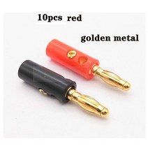 악어클립 케이블 집게 10pcs 바나나 커넥터 나사 골드 플레이트 플러그 커넥터 4mm 재고 있음 블랙 레드 바나나 플러그 소켓, 10pcs-빨강-황금