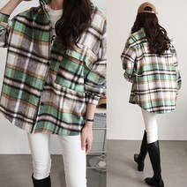 하늘바라기 여성용 베니트 모직 체크 남방