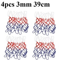 원클립 농구링 그물망 조립식 이동식 농구대 농구 네트 전천후 농구 네트 레드 + 화이트 + 블루 3 색 농구 후프 네트 구동 농구 후프 바구니 림 네트, 4개 3mm 39cm