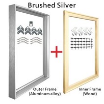 디지털액자 스마트액자 전자액자 8색 대형 DIY 골드 메이트 그림 프레임 40x60 60x80 벽 사진 캔버스 인, 03 Brushed Silver_02 25x35cm