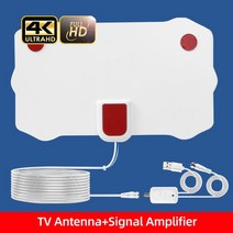 tv안테나 증폭기 수신기 tv 안테나 Kebidumei 25db 고이득 실내 디지털 8k 4k 1080p hd dvb-t dvb-t2 500 마일 hd vhf uhf 신호, 화이트 콤보 패키지