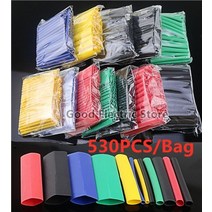 열수축 튜브 고무 필름 580pcs530pcs260pcs 구색 전자 2:1 랩 와이어 케이블 절연 폴리올레핀 비율 절연, 1-530개