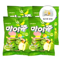 아이들 달콤새콤 간식 마이쮸 복숭아 92g X4+밀크쮸 2개 증정, 마이쮸 사과맛 92g X 4개