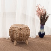 라탄 좌식 벤치 둥근 의자 짚 가구 다다미 거실 동남아 발리 인도네시아 인테리어 등나무, 가든백(60cm)