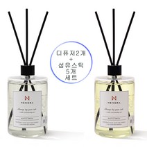 네모라 디퓨저 500ml + 500ml + 섬유스틱5p 디퓨저 세트 방향제, 메리미2P+섬유스틱5P