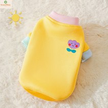 SEASELLBUY 강아지 커플룩 봄여름 맨투맨 반려동물 스커트 펫츠랜드 에떼 티셔츠, 누런 맨투맨
