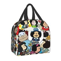 Mafalda 휴대용 방수 점심 도시락 가방 여성 절연 피크닉 쿨 백 아침 학교 재사용 가능 음식 상자, 12