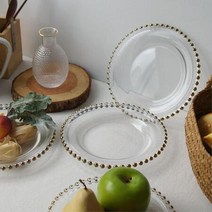 MASI 골드 엣지 빈티지 유리 접시 (소) 예쁜그릇 예쁜접시 식기 식당, 상세페이지 참조