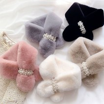 에스씨 코리아 예쁜 진주 장식 머플러 겨을 퍼 목도리 5color 털목도리 여자 겨울
