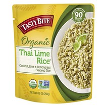 Tasty Bite 유기농 태국 라임 라이스 바로 먹을 수 있는 전자레인지 사용 가능한 조리된 쌀 비건 249.5g(8.8온스) (6팩) 가성비 추천 미국직구, Thai Lime Rice, 8.8 Ounce (Pack of 6), 249.5g
