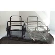 손잡이 철제 수납바스켓 주방선반 정리 공간활용, 1개, 브라운