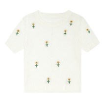 [23 신상] 플라워 자수 펀칭 반팔 니트(VGUCF2951)