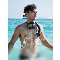 센터스노클 실리콘 수영장 수영 호흡 스노클 스노클링, 레몬 세트