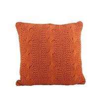 SARO LIFESTYLE 1020 McKenna Collection 탠저린 케이블 니트 디자인 다운 필 면 방석 1개(1팩), Mckenna 니트 컬렉션 케이블 니, 귤