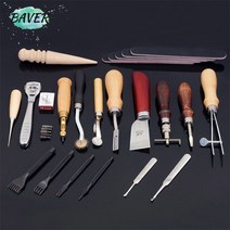 베이버 가죽 공예 펀치 키트 바느질 조각 작업 그루버 장인 18 개세트 도구