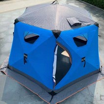 큐브텐트 누빔 빙어 얼음 낚시 텐트 3인 4인 방풍 바람 겨울 빙판, 초대형 파란색길이 2.2m 높이 2.1m