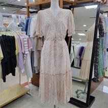 오버톤 DP01 여밈 셔링 꽃무늬 쉬폰 원피스 OBOF527