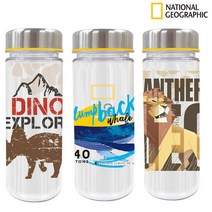 릴팡 내셔널지오그래픽 키즈 스테인리스 스틸 캡 트라이탄 물병, 오션, 500ml