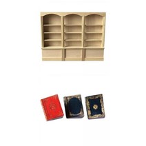 shangren 1/12 인형 집 미니어처 가구 나무 책장 책장 3권, 활기 없는, 목재