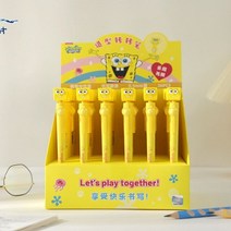 스폰지밥 집 어항 피규어 스펀지밥 네모바지 패트릭 스타 감압 및 회전 펜 만화 귀여운 모양 부드러운 쓰기 서명 펜, 1 개