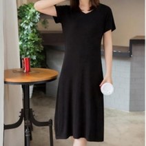 여성원피스 브이넥 반팔 여름 스판 무지 원피스