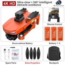 드론용열화상카메라 전문가용 FPV GPS RC 쿼드콥터 L800 Pro 2 드론 카메라 3 축 짐벌 5G 와이파이 장애물, 12 L800 Pro2 OR 3B Bag