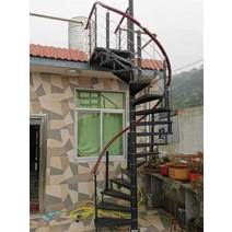 나선형계단 실외 회전 계단 복층 철제 공간절약 강철, 단일 모델, 1개