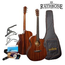 [심로악기] 영국 브랜드 래스본 어쿠스틱 기타 Rathbone 통기타 풀세트 탑솔리드 더블탑, R3MCE, 실버