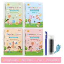 필사책 중국어필사 따라쓰기 손글씨 연습 필사 노트 한자 한문 숫자 sank magic new copybook 재사용 가능한 그루브 서예 닦음 무료 영어 사본 어린이 조기 교육, 하얀