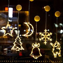 세인즈 크리스마스 조명 전구 장식 오너먼트 유리 창문 타일 부착식 LED 벽트리 캠핑 무드등   건전지, 눈꽃   건전지