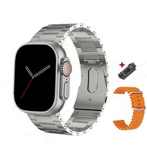 수영시계 명품스마트워치 전화 남성용 AMOLED 스크린 HK8 프로 맥스 울트라 스마트 워치 시리즈 8 49mm 나침반 NFC 재생률 스마트워치 스포츠 시계 2.12 인치, [12] Silver steel belt