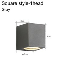 방수 실내 실외 Led 벽 조명 3W/6W 알루미늄 램프 정원 모던한 베란다 ZBW0004, Square-Gray-1head_5W-COB-6000K