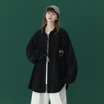카라넥 뚱뚱한 코듀로이셔츠 긴 소매 와이드 루즈핏 디자인감각 보이핏 볼륨 봄가을 계절 레저셔츠 코트 3746567796