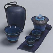 소중한분께 선물하는 고급스런 다도 다기 차 세트 휴대용 여행 비즈니스 선물 체험, 301-400ml, Tianmu 여행 차 세트
