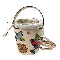 Tory Burch Emmerson Applique Mini Bucket Bag (New Cream Multi Dark Tiramisu)