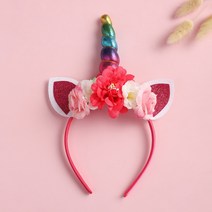 유니콘머리띠 생일파티 머리띠 유니콘 헤어밴드, 레드
