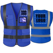 로고 텍트 시성 작업 조끼 건설 유니폼 엔지니어 안전 반사, Royal Blue_XL-Chest 126cm
