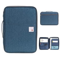 BTSKY 새로운 범용 A4 문서 가방 포트폴리오 오거나이저 - 방수 여행 장비 정리함 지퍼 케이스/문서 파일 가방 아이패드 노트북 펜 문서용 네이비 블루, Navy Blue